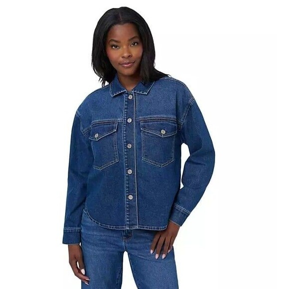 Edited by Remi Bader Women's Denim Top Confident Dark Jean Jacket Large NWT - Picture 10 of 11